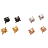 Multicolor Stainless Steel Magnetic 4-Pointed Star CZ Stud Earrings for Men Women, Round Cubic Zirconia Inlaid Magnetic Earrings Non-Piercing Clip On Stud Earring - FITINY Jewelry