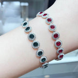 Dazzling Multicolor Cubic Zirconia Round Halo Bracelet, Colored Gem Stones, Adjustable Design, and Unique Patterns - FITINY Jewelry
