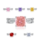 Multicolor Ice Flower Cut Square CZ Adjustable Ring, 8*8mm 5A Cubic Zirconia, 6 Color Options, Dainty Luxe - FITINY Jewelry