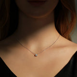 Geometric D-Color VVS1 Moissanite Pendant Necklace in Sterling Silver – Delicate Clavicle Chain for Everyday Elegance