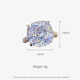 Multicolor Star Cut Bold Square CZ Adjustable Ring, Super Sparkling 14*14mm Main Cubic Zirconia, Pavé CZ Band, Dainty Luxe - FITINY Jewelry