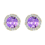 S925 Multicolor Moissanite Round Halo Stud Earrings with Threaded Needle, 8 Color Options, 0.1-3ct D-Grade VVS, Sterling Silver Jewelry for Men Women - FITINY Jewelry