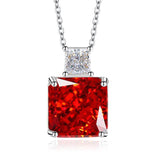 Multicolor Ice Flower Cut CZ Dual Cushion Pendant Necklace, 12*12mm 5A Cubic Zirconia, Dainty Luxe Pendant - FITINY Jewelry