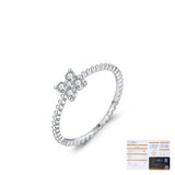 Four-Leaf Clover Moissanite Ring in Sterling Silver – Delica - Detail View - FITINY Jewelry