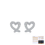 Asymmetrical Heart Stud Earrings in Sterling Silver with Moi - Detail View - FITINY Jewelry