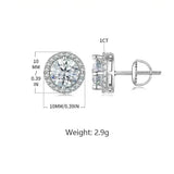S925 Multicolor Moissanite Round Halo Stud Earrings with Threaded Needle, 8 Color Options, 0.1-3ct D-Grade VVS, Sterling Silver Jewelry for Men Women - FITINY Jewelry