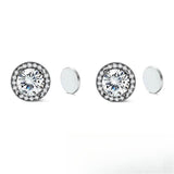 Stainless Steel Magnetic CZ Round Halo Stud Earrings for Men Women, Round Cubic Zirconia Inlaid Magnetic Earrings Non-Piercing Clip On Stud Earring - FITINY Jewelry