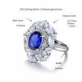 Wave-Design Ring with Lab-Created Gemstones in Sterling Silver