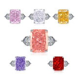 Multicolor Ice Flower Cut CZ Adjustable Ring, 10*14mm 5A Main Cubic Zirconia, Two Heart Side CZ, Dainty Luxe - FITINY Jewelry