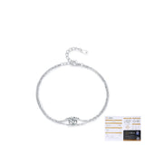 Round Moissanite Single-Stone Double-Layer Bracelet in Sterl - On Model View - FITINY