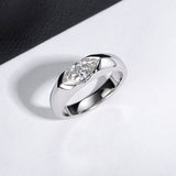 S925 18k Marquise Moissanite Wedding Engagement Ring, 5*10mm 1ct VVS D-Gragde Certified, 18K White Gold & Rhodium Plated Vintage-Inspired Luxury Solitaire for Her Him - FITINY Jewelry