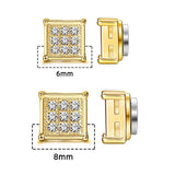 Stainless Steel Magnetic Iced Out CZ Square Stud Earrings for Men Women, 9 Mini Cubic Zirconia Inlaid Magnetic Earrings Non-Piercing Clip On Stud Earring - FITINY Jewelry