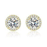 S925 Multicolor Moissanite Round Halo Stud Earrings with Threaded Needle, 8 Color Options, 0.1-3ct D-Grade VVS, Sterling Silver Jewelry for Men Women - FITINY Jewelry