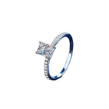 S925 Radiant Cut Moissanite & High Carbon Engagement Ring with Pavé-Set Band, 1-3ct VVS1 Certified, 4-Prong Sterling Silver - FITINY Jewelry