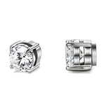 Stainless Steel Magnetic Stud Earrings for Men Women Unisex, 6/8mm 4-Prong Round CZ Inlaid Magnetic Earrings Non-Piercing Clip On Studs - FITINY Jewelry
