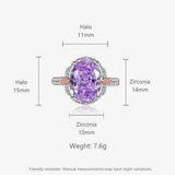 Multicolor Ice Flower Cut Oval CZ Adjustable Ring, 10*14mm 8A Cubic Zirconia, Two-Tone Pave CZ Band, Dainty Luxe - FITINY Jewelry