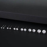S999 Dazzling Minimalist CZ Stud Earrings, 2-8MM Cubic Zirconia Hypoallergenic Pure Sterling Silver Tiny Earrings for Sensitive Ears Daily - FITINY Jewelry