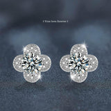 S925 Moissanite Clover Stud Earrings, Sterling Silver Minimalist Earrings Jewelry - FITINY Jewelry