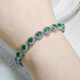 Colorful CZ Halo Tennis Bracelet, Multicolor Gemstone Bridal Jewelry, Unique Pattern Gift for Her, Cubic Zirconia Bridesmaid Bracelet - FITINY Jewelry