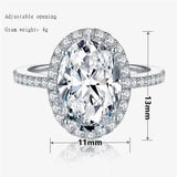 Dazzling 4 Carat Oval-Cut CZ Halo Adjustable Ring with Pave Band, Cubic Zirconia Luxury Design for Men and Women - FITINY Jewelry