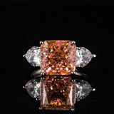 Multicolor Ice Flower Cut Square CZ Adjustable Ring, 10*10mm 8A Main Cubic Zirconia, Two Heart Side CZ, Dainty Luxe - FITINY Jewelry