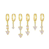 6 Pieces Geometric Prism Drops Earring Set, 18k Gold Hoop with Drops, S925 Needle, Stacked Lobe Designs with Dazzling Zirconia - FITINY Jewelry
