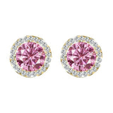 S925 Multicolor Moissanite Round Halo Stud Earrings with Threaded Needle, 8 Color Options, 0.1-3ct D-Grade VVS, Sterling Silver Jewelry for Men Women - FITINY Jewelry