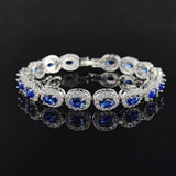 Colorful CZ Halo Tennis Bracelet, Multicolor Gemstone Bridal Jewelry, Unique Pattern Gift for Her, Cubic Zirconia Bridesmaid Bracelet - FITINY Jewelry