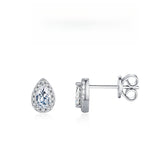 Heart, Teardrop, Square & Round Moissanite Stud Earrings in - On Model View - FITINY