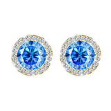 S925 Multicolor Moissanite Round Halo Stud Earrings with Threaded Needle, 8 Color Options, 0.1-3ct D-Grade VVS, Sterling Silver Jewelry for Men Women - FITINY Jewelry