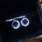 S925 Rainbow Green Moissanite/CZ Round Halo Drop Earrings, 1ct D-Grade VVS Certificate, Hypoallergenic Sterling Silver Gift - FITINY Jewelry