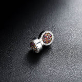 Multicolor Crystal Cluster Magnetic Round Halo Stud Earrings for Men Women, 6mm Round Crystal Inlaid Magnetic Earrings Non-Piercing Clip On Stud Earring - FITINY Jewelry