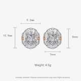 Multicolor Ice Flower Cut Oval CZ Stud Earrings, 7*9mm 8A Cubic Zirconia, S925 Silver Needle, Two-Tone Pave CZ Halo, Dainty Luxe - FITINY Jewelry