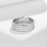 S925 Moissanite Matching Couple Eternity Bands Wedding Rings, Two-Row 1ct & Three-Row 1.8ct, D-Grade VVS, 18K White Gold Plated Unisex Rings - FITINY Jewelry