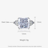 Multicolor Ice Flower Cut Square CZ Adjustable Ring, 12*12mm 8A Main Cubic Zirconia, Two Heart Side CZ, Dainty Luxe - FITINY Jewelry