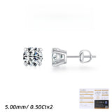 Round Moissanite Stud Earrings in Sterling Silver – Minimali - Front View - FITINY Jewelry