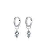 Marquise-Cut Moissanite Ring and Stud Earrings Set in Sterling Silver