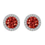 S925 Multicolor Moissanite Round Halo Stud Earrings with Threaded Needle, 8 Color Options, 0.1-3ct D-Grade VVS, Sterling Silver Jewelry for Men Women - FITINY Jewelry