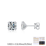 Round Moissanite Stud Earrings in Sterling Silver – Modern G - Gift Box - FITINY Jewelry