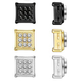 Stainless Steel Magnetic Iced Out CZ Square Stud Earrings for Men Women, 9 Mini Cubic Zirconia Inlaid Magnetic Earrings Non-Piercing Clip On Stud Earring - FITINY Jewelry