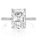 Stunning Radiant Cut CZ Ring, Cubic Zirconia with Pave Band, White Gold Plated Dainty Ring Jewelry for Part Men Women - FITINY Jewelry