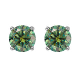 S925 Multicolor Moissanite 4-Prong Stud Earrings, 10 Color 0.5-3ct D-Grade VVS Certificate, Unisex Hypoallergenic Sterling Silver Gift - FITINY Jewelry