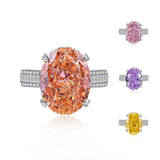Multicolor Ice Flower Cut Oval CZ Adjustable Ring, Triple Pave Band, 12*16mm 5A Cubic Zirconia, 4 Color Options, Dainty Luxe - FITINY Jewelry