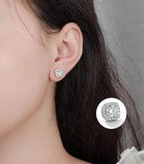 S925 Magnetic Multicolor Moissanite Square Halo Stud Earrings for Men Women, 0.5/1ct Round Cut, Inlaid Magnetic Earrings Non-Piercing Clip On Stud Earring - FITINY Jewelry