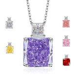 Multicolor Ice Flower Cut CZ Dual Cushion Pendant Necklace, 12*12mm 5A Cubic Zirconia, Dainty Luxe Pendant - FITINY Jewelry