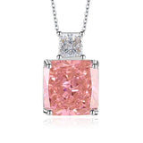 Multicolor Ice Flower Cut CZ Dual Cushion Pendant Necklace, 12*12mm 5A Cubic Zirconia, Dainty Luxe Pendant - FITINY Jewelry