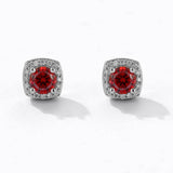 S925 Magnetic Multicolor Moissanite Square Halo Stud Earrings for Men Women, 0.5/1ct Round Cut, Inlaid Magnetic Earrings Non-Piercing Clip On Stud Earring - FITINY Jewelry