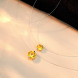 S925 Multicolor Mermaid Tear Floating CZ Necklace, Sterling Silver Invisible Fishing Line 6-8mm Cubic Zirconia Pendant, 40+5cm Adjustable Dainty Minimalist Choker - FITINY Jewelry