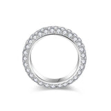 S925 Moissanite Three-Row Matching Couple Eternity Bands, Narrow 0.8ct & Wide 2.4ct Full Pave Rings, 18K White Gold Plated, US Size 4.5–10 - FITINY Jewelry