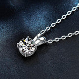 S925 Moissanite Classic Four-Prong Pendant, Minimalist Collarbone Chain Jewelry Pendant Necklace for Women - FITINY Jewelry